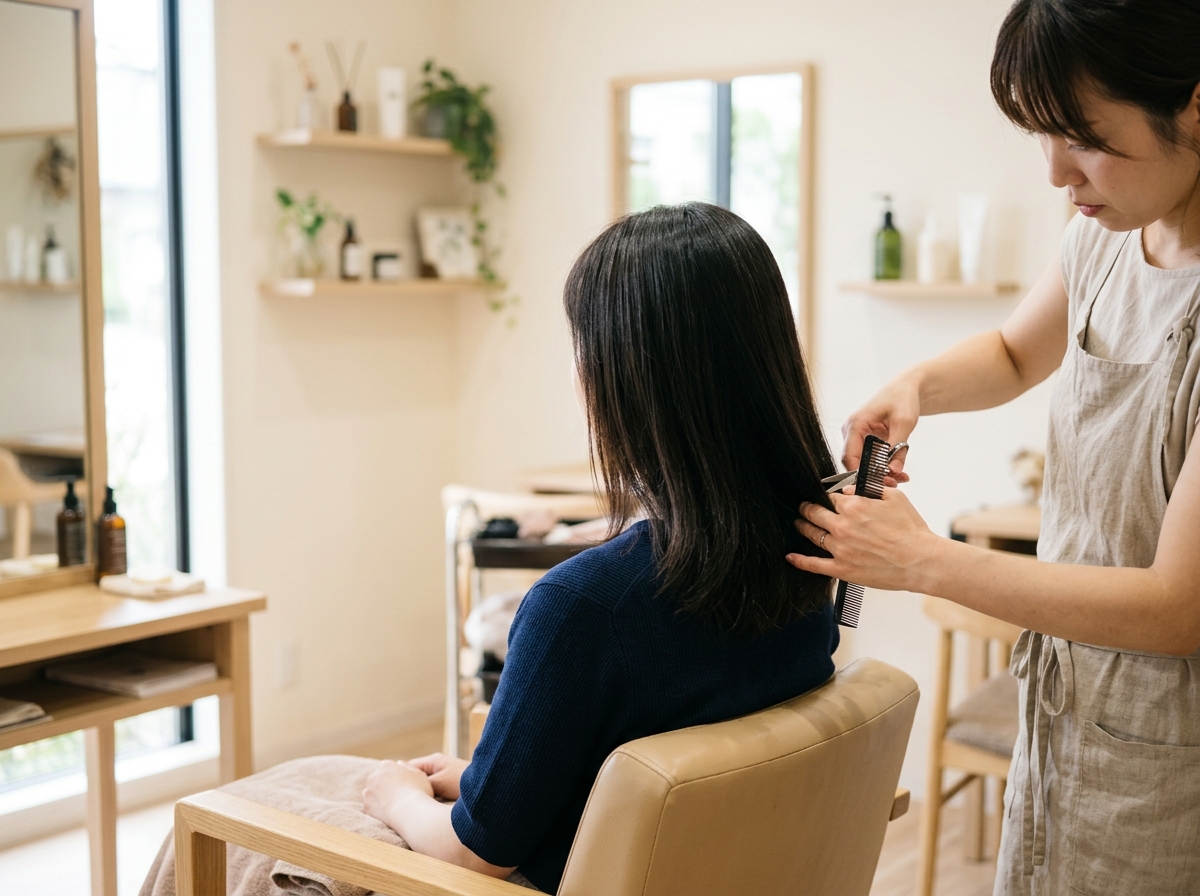 肩ハネ期間を乗り越えて長さを残した伸ばしかけミディアムヘア
