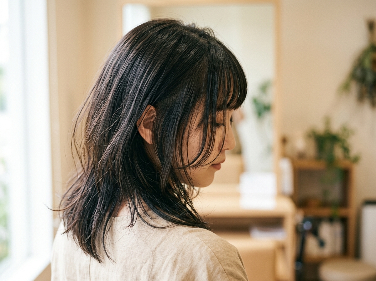 夏でも自然にまとまりやすく整えた前髪と顔まわり