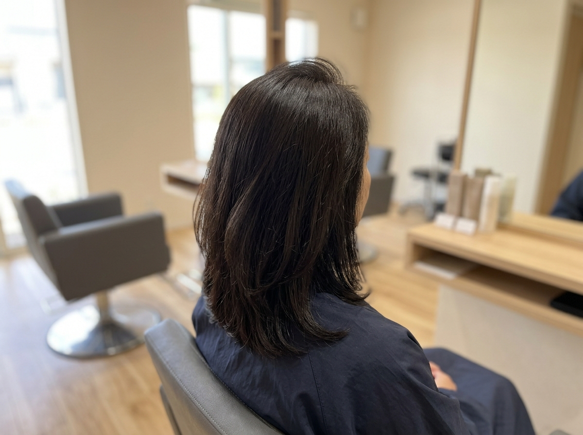 夏でもトップと後頭部に自然なボリュームを出したヘアスタイル