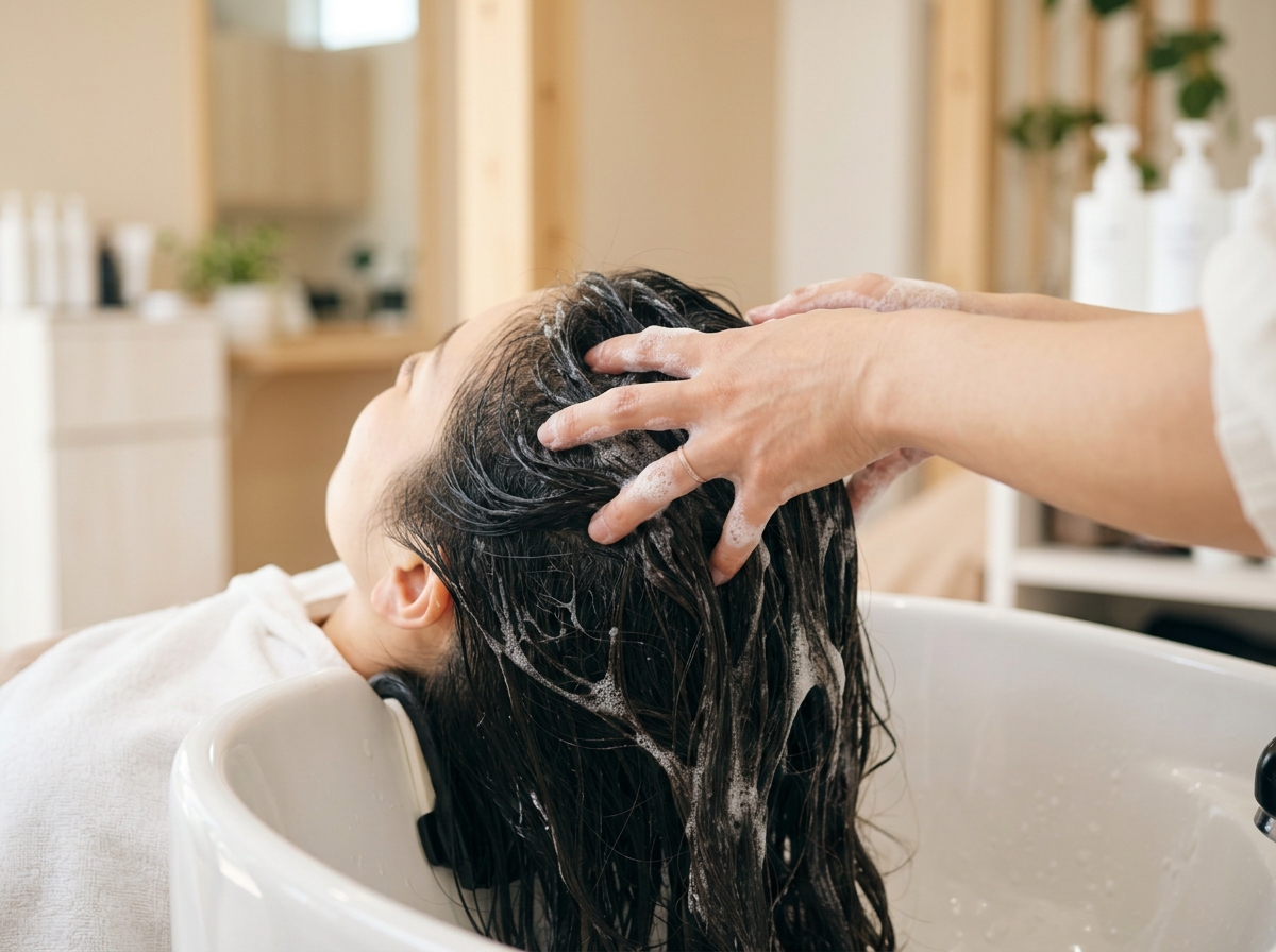 抜け毛が気になるときに指の腹で頭皮をやさしく洗う方法