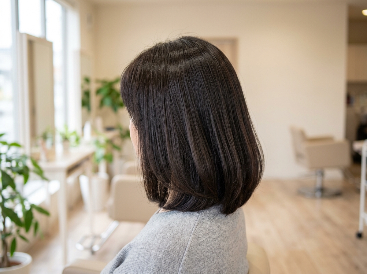 トップと毛先を整えて自然で清潔感のある大人女性のヘアスタイル
