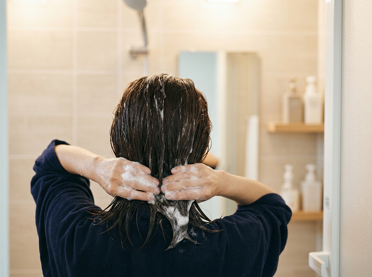 ヘアカラーの色持ちをよくするため頭皮を中心にやさしくシャンプーする方法