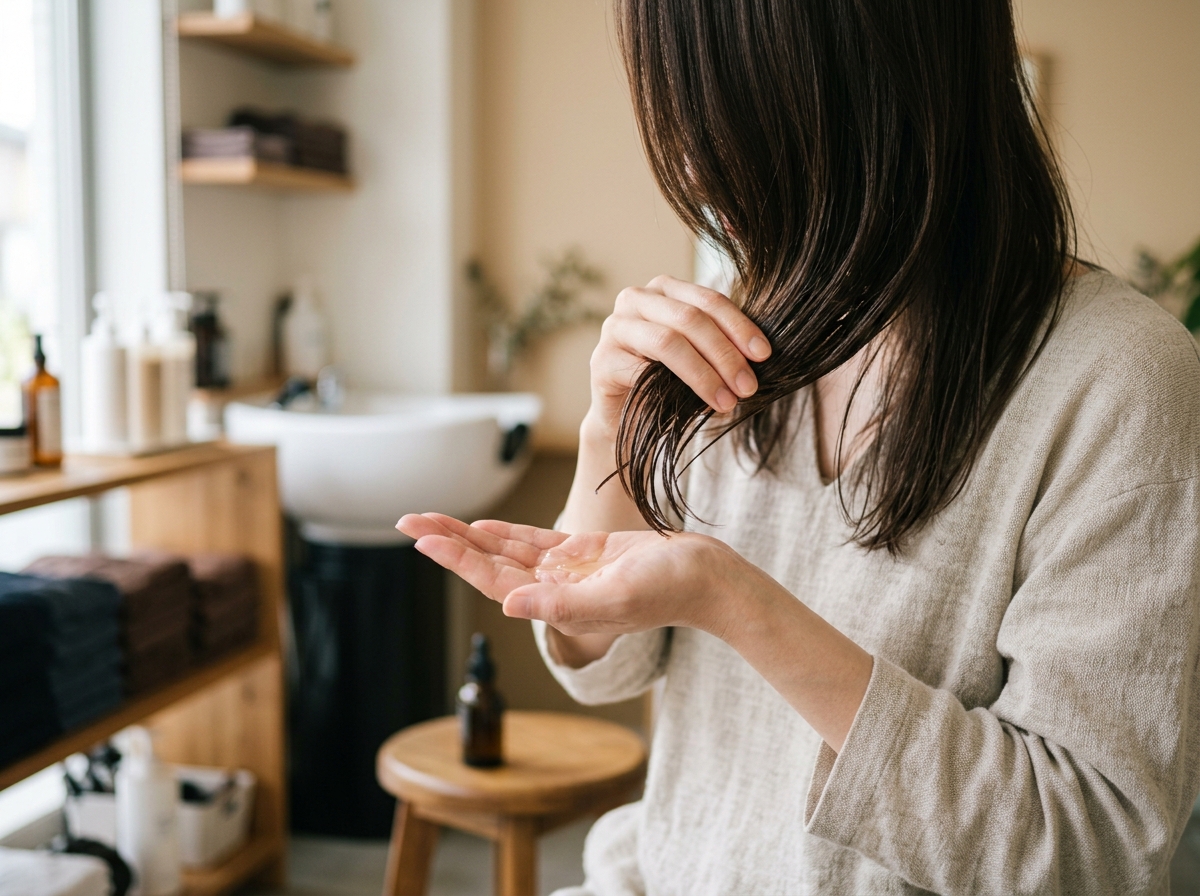 髪をきれいに伸ばすため中間から毛先へトリートメントをつける方法