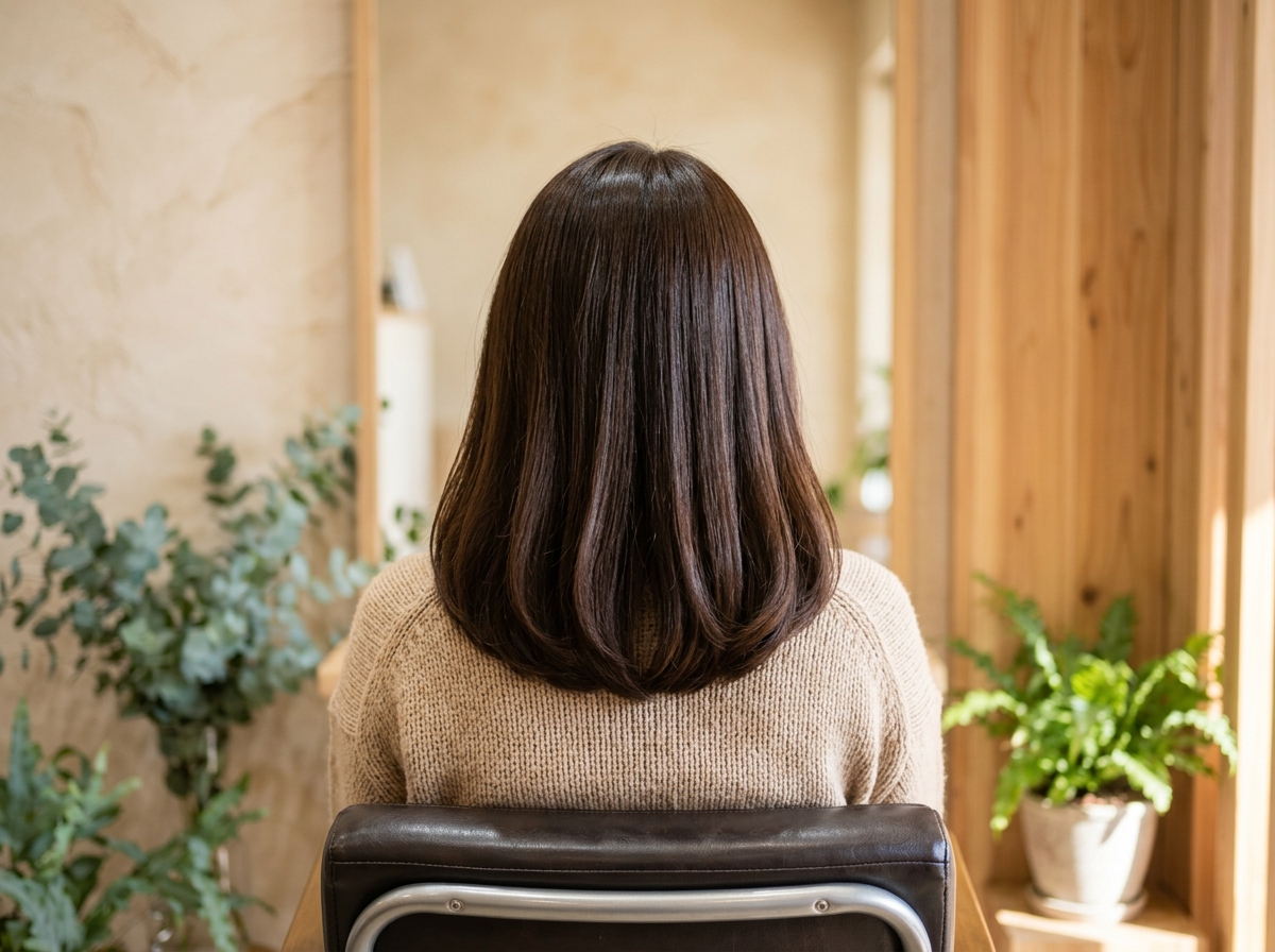 頭皮を整えて、ツヤのある髪の後ろ姿