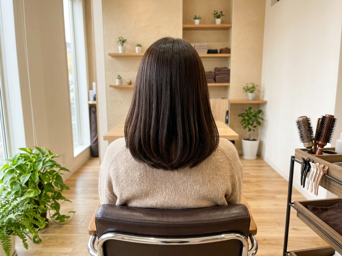 ホームケアでまとまりを保っているツヤのある髪