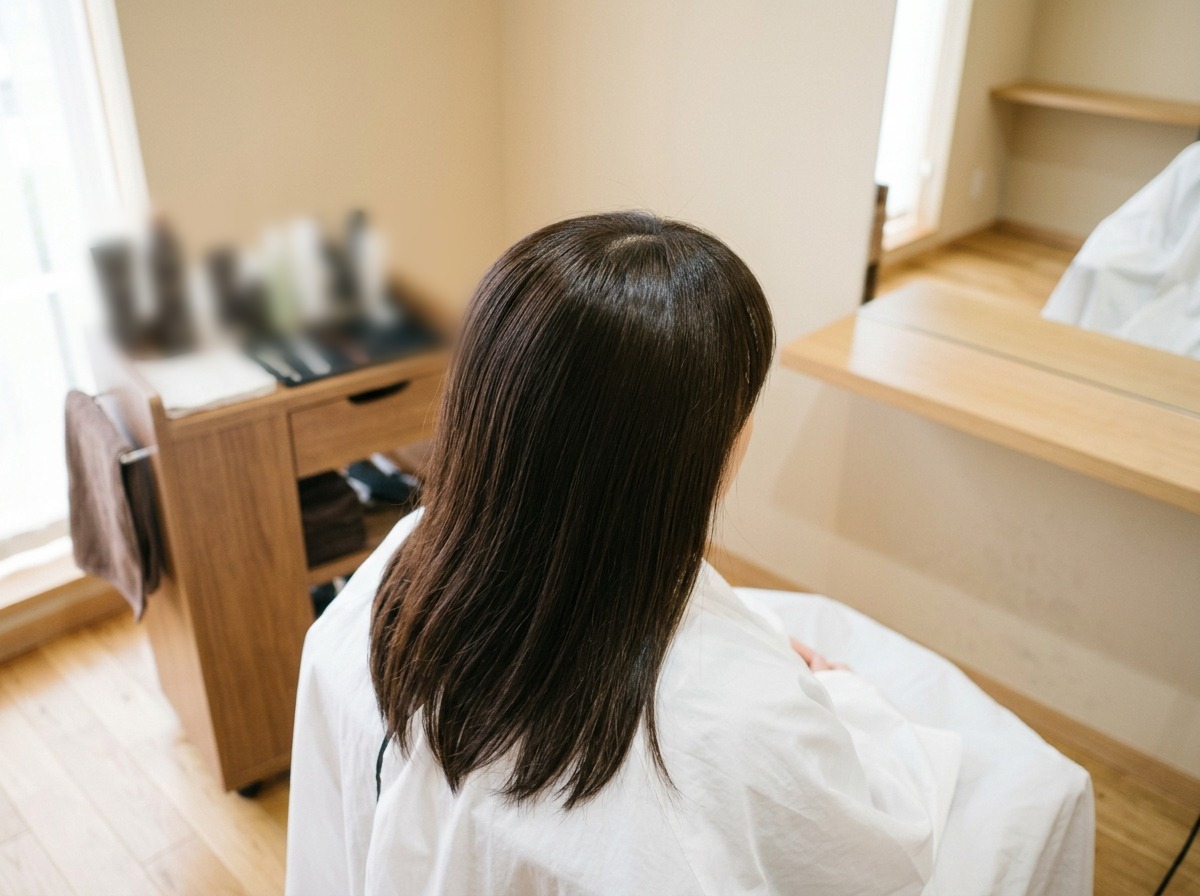 生えグセと根元を整えて自然にまとまった前髪