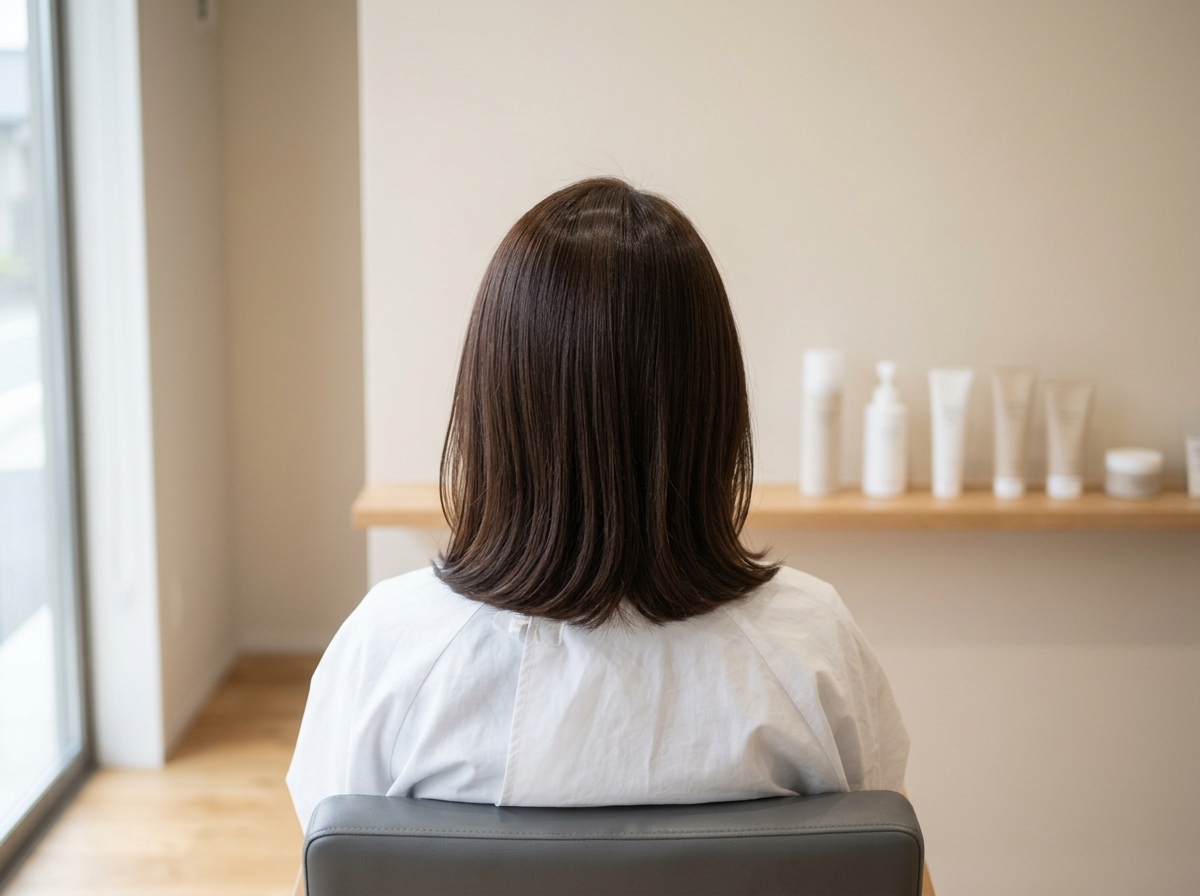 自然な厚みとまとまりがある前髪の仕上がり