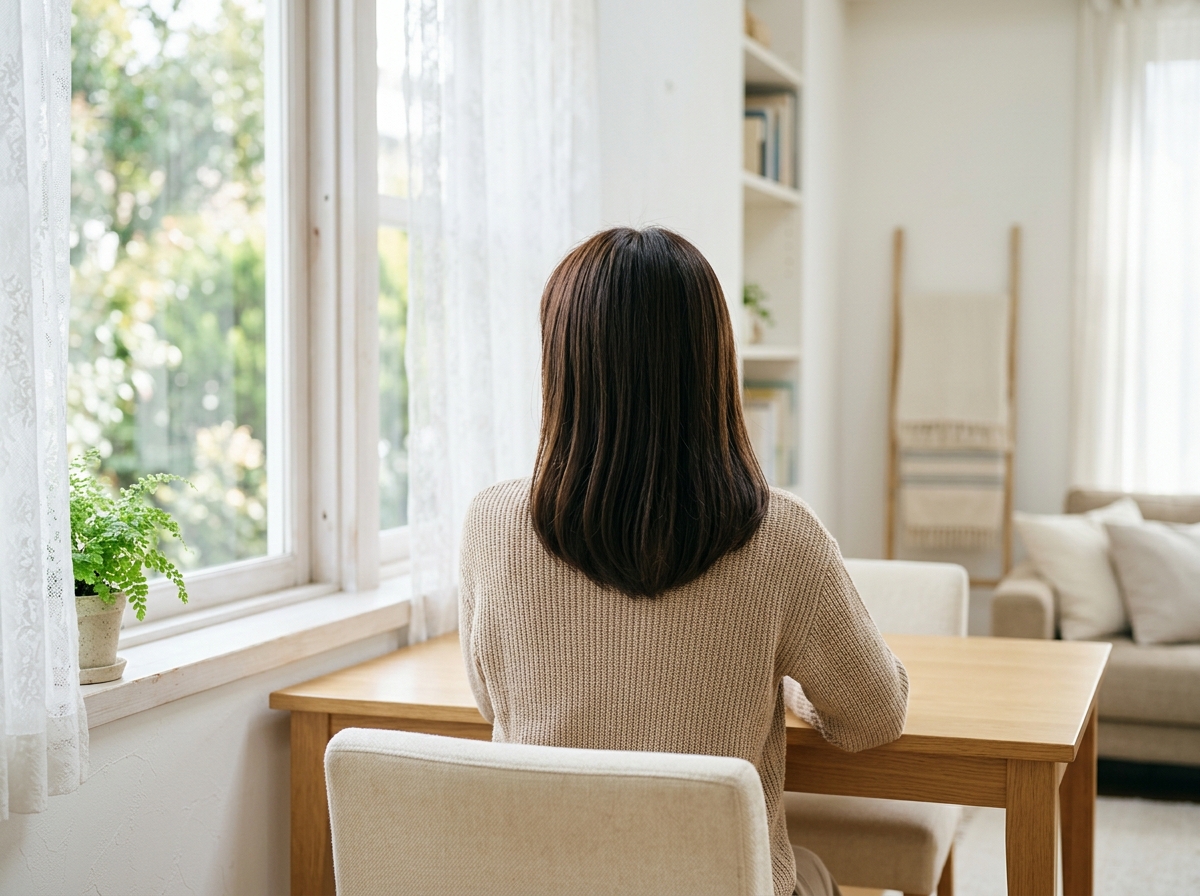 ドライヤー後に自然なツヤとまとまりが出た髪の仕上がり