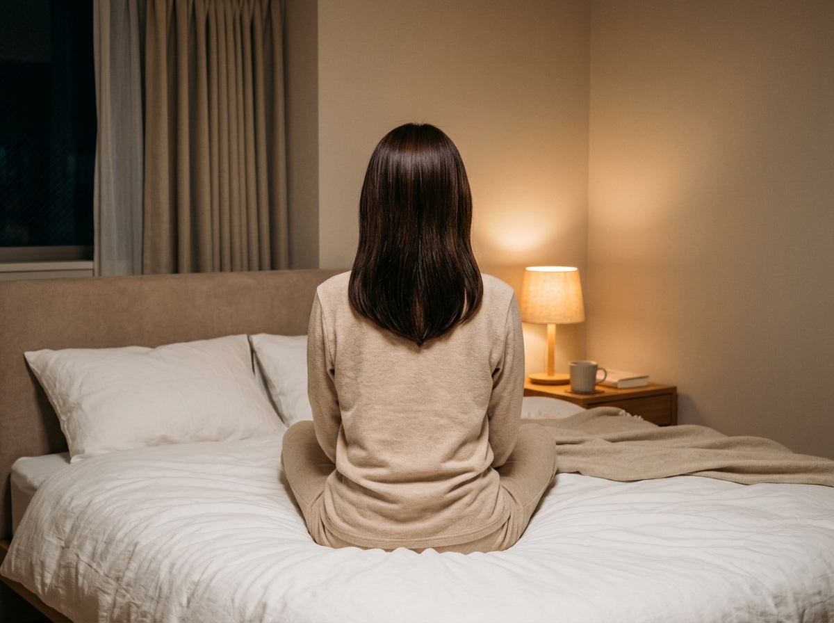 夜に髪を乾かした翌朝のまとまりのあるヘアスタイル
