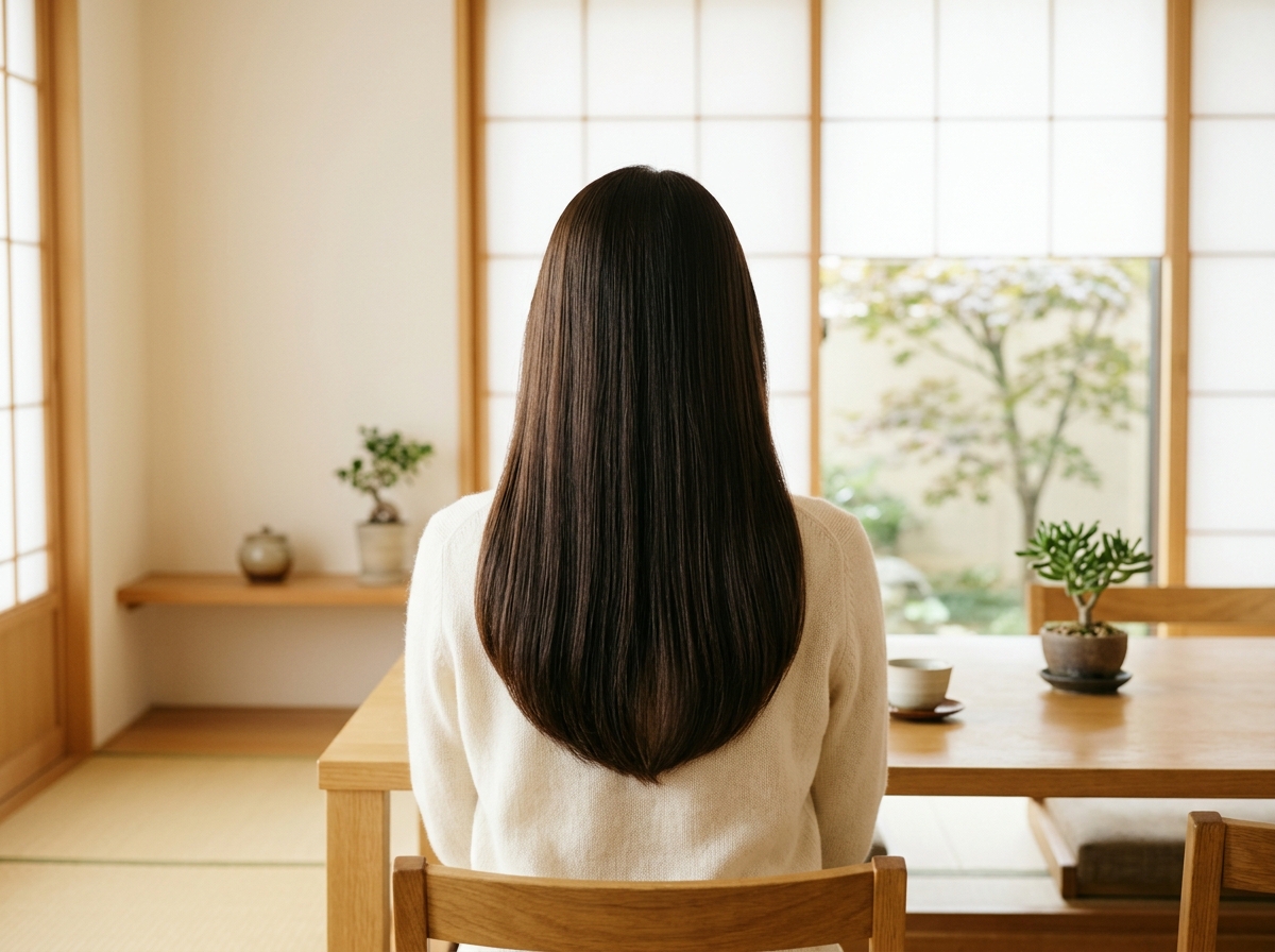 適度な毛量と毛先の厚みを残したまとまりのある髪