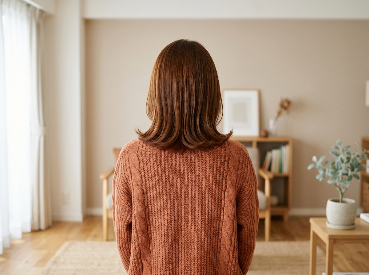 長さを残しながら顔まわりと毛先を美容師がカットしている様子