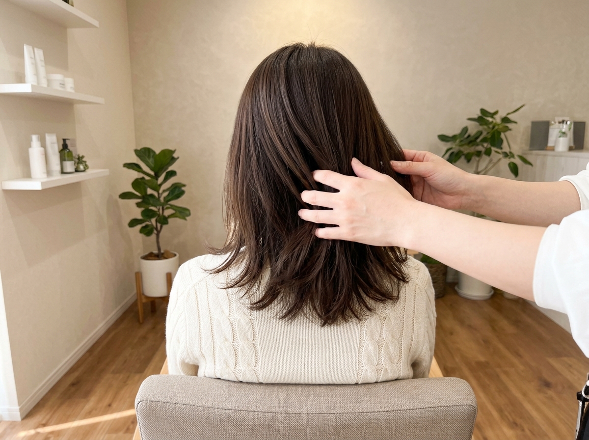 生活スタイルと普段のお手入れを確認しながら髪型を相談する様子